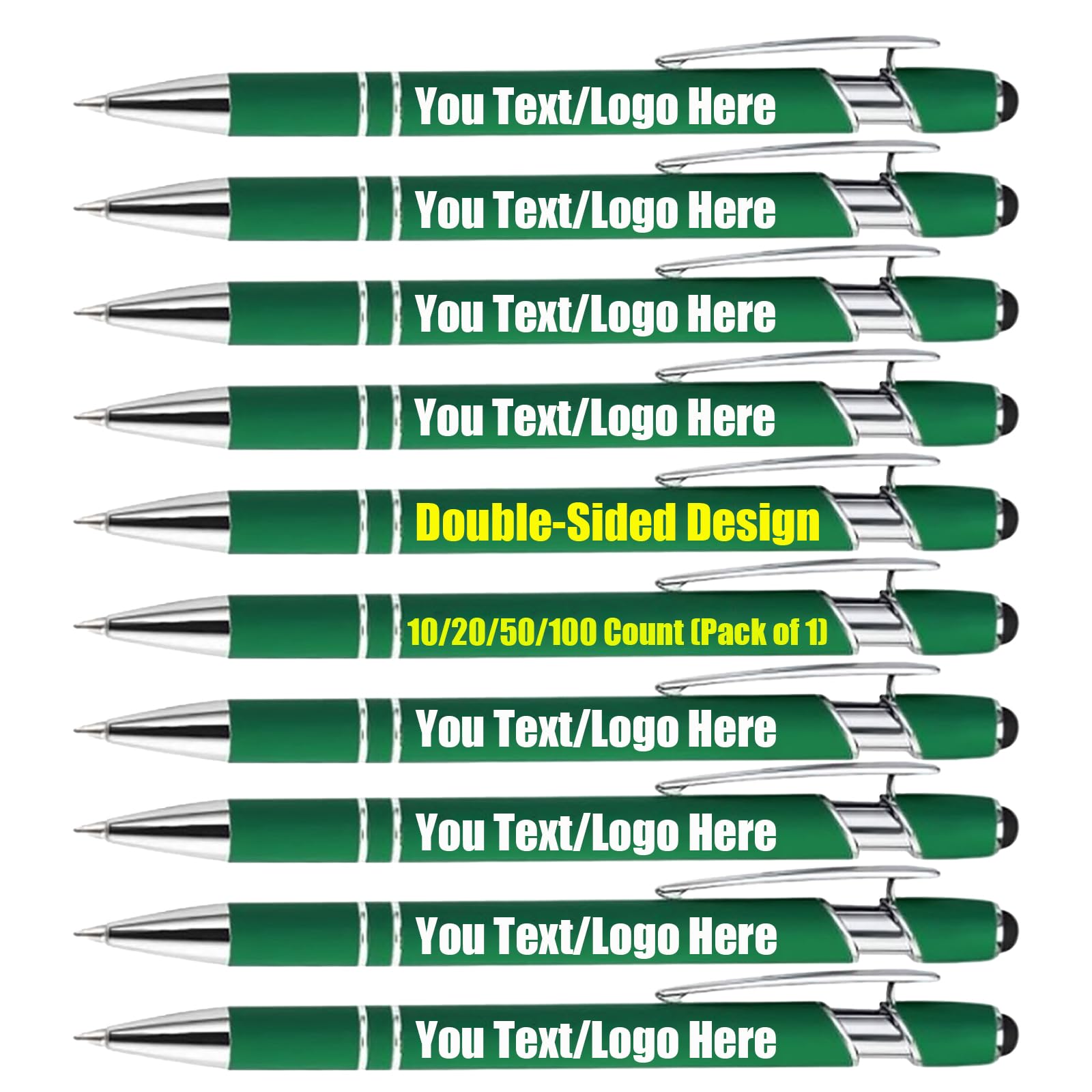 10/20/50/100pcs Personalised Pens for Office Stylus Pen Engraved Pen with Name Message - Ball Point Pens Multipack - Handwriting Pens for Business Conferences And Exhibitions (Dark Green, 20PCS)