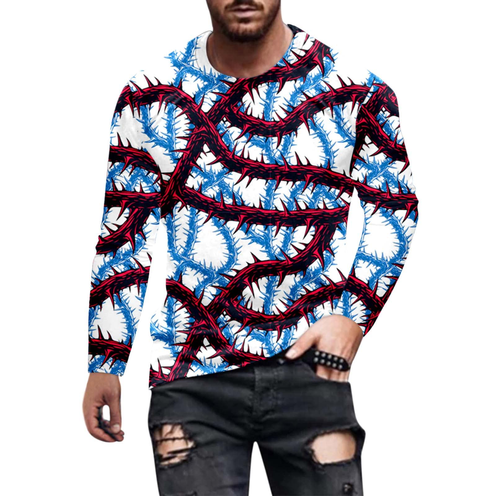 Mens Halloween Long Sleeve Tee Shirts 2023 Fall Casual Funny Skeleton Pumpkin Printed Crewneck Pullover Tops Athletic Tees