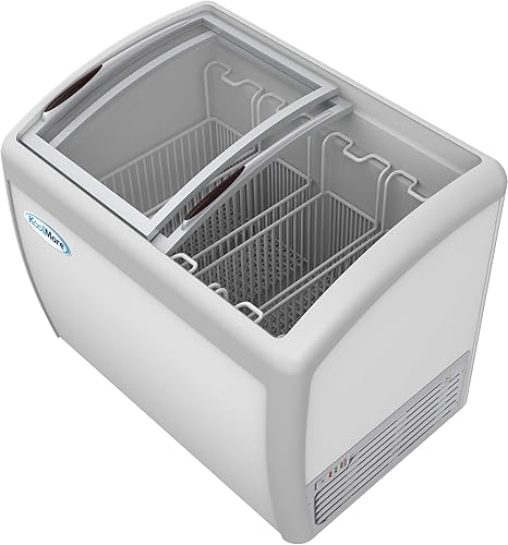 Vista 18 de KoolMore - Vitrina comercial para congelador de helados MCF-6C, congelador superior de vidrio con 2 cestas de almacenamiento y tapa deslizante
