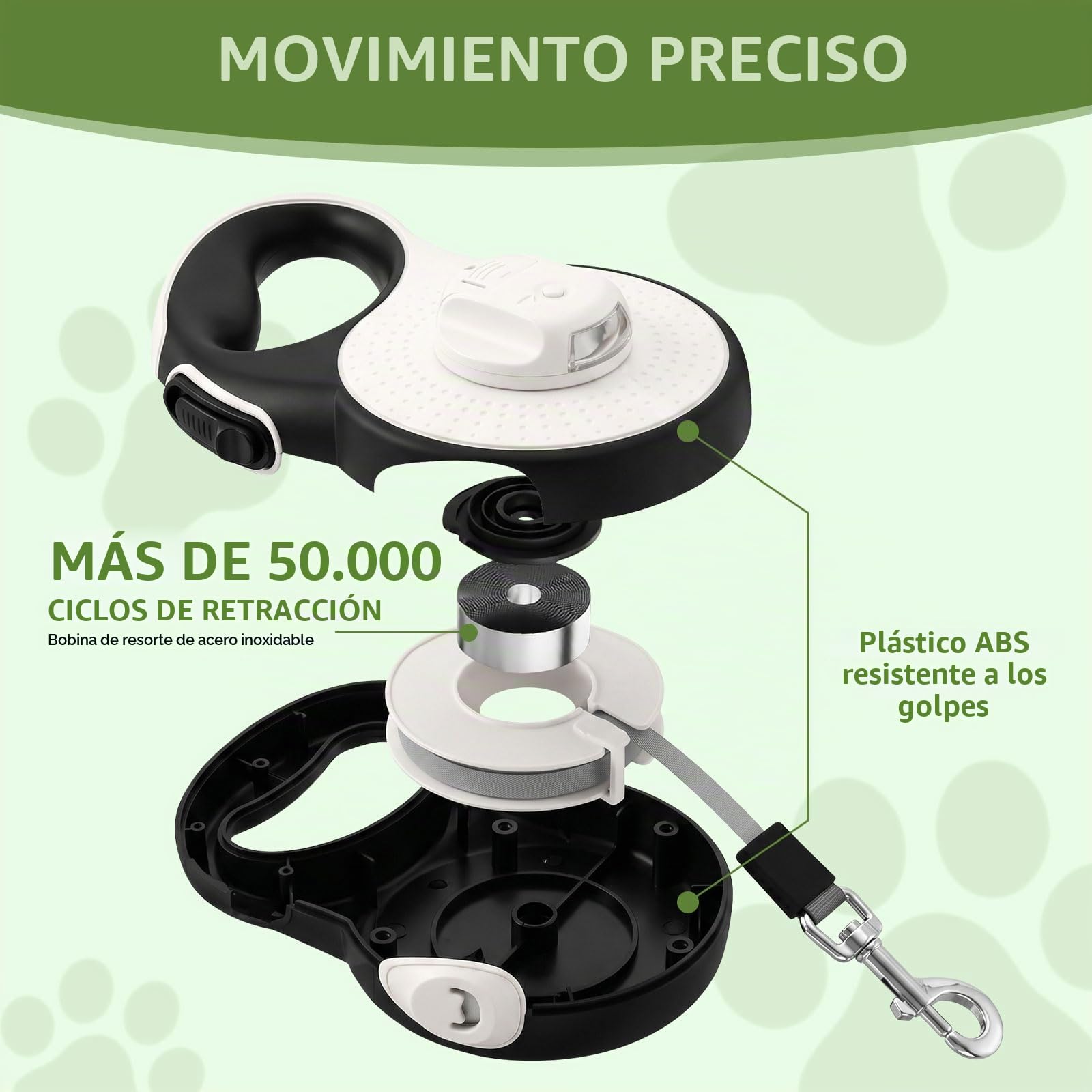 8m Correa Perro Extensible,Correa Extensible Perro,Correas para Perros,360° Antienredos,con Seguro y con Freno,Soporte para Bolsas de excrementos,para Perros de hasta 35 kg (Verde)