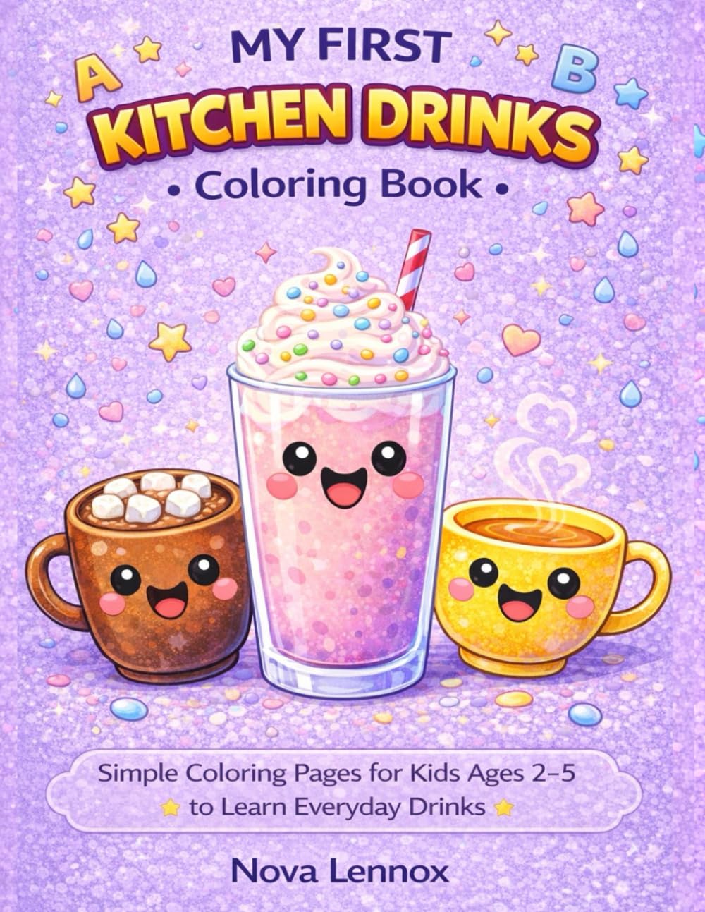 MY FIRST KITCHEN DRINKS Coloring Book: Simple Coloring Pages for Kids Ages 2–5 to Learn Everyday Drinks
