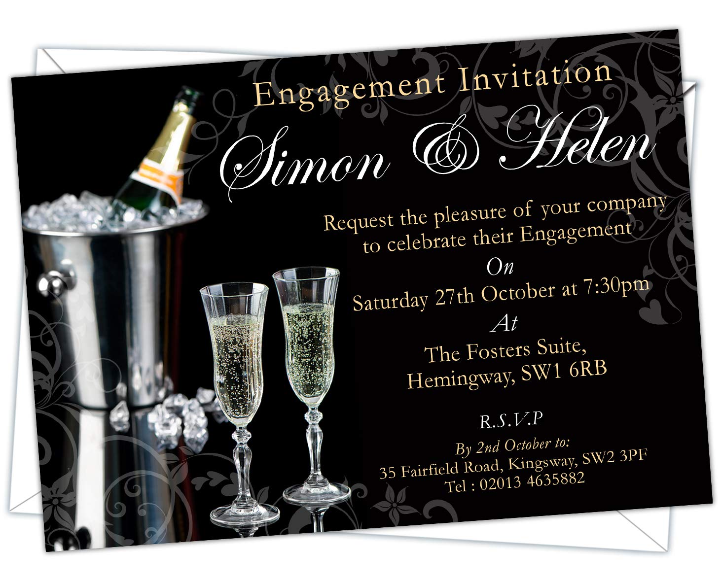 D&L Designs Ltd Personalised Engagement Invitations (Design Code: ENG 001) (Pack of 100)