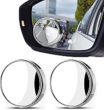 2 Pcs Blind Spot Mirrors, 360° Rotate Sway Silver Round Curved Convex Wide Angle Mirror, Waterproof HD Crystal Glass Blindspot Mirrors for Car, SUV Trucks Traffic Safety