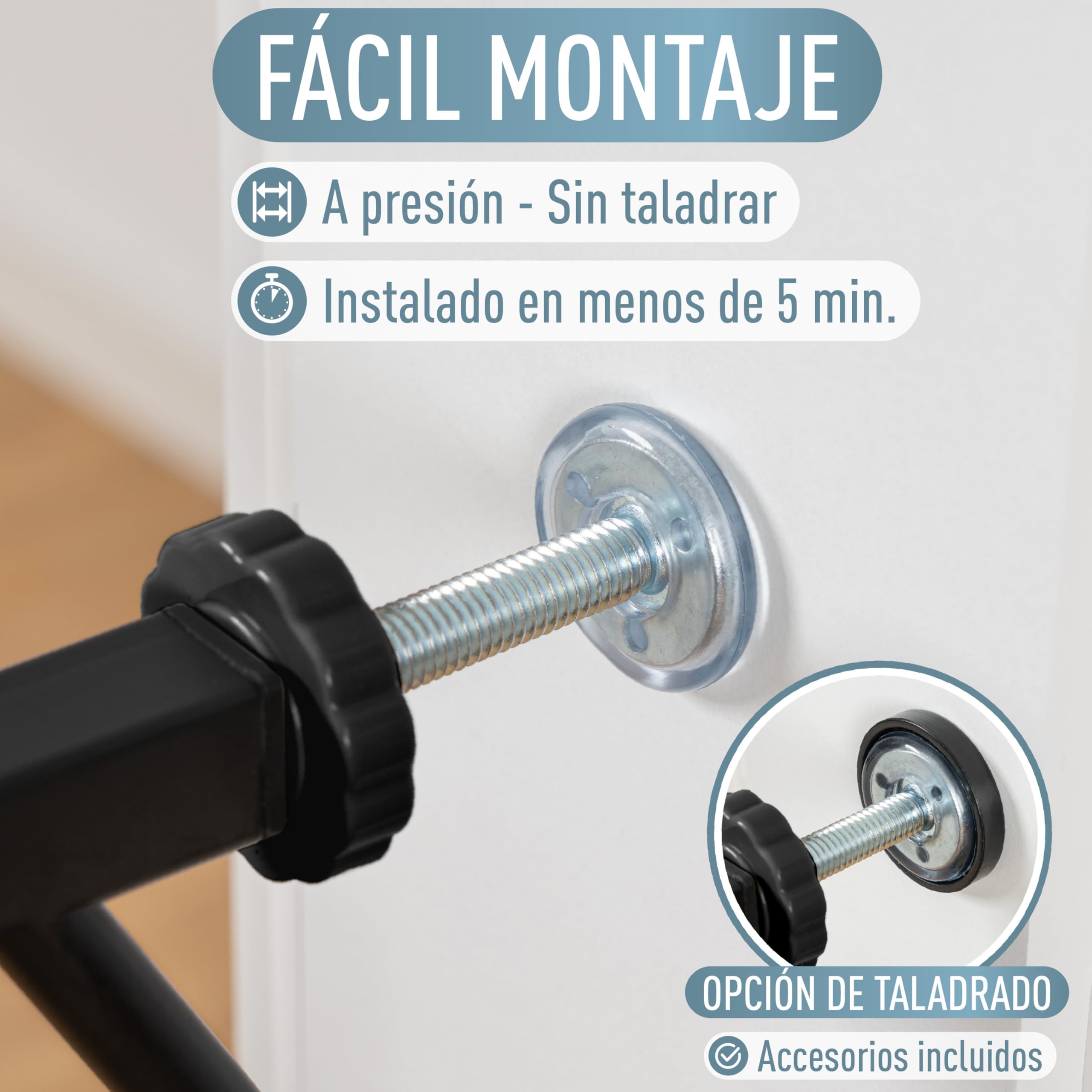 IB STYLE Barrera de Seguridad Berrin XXL - Puerta para bebés, Escaleras, Niños, Extensible, Negro, Tamaño: 140-150 cm