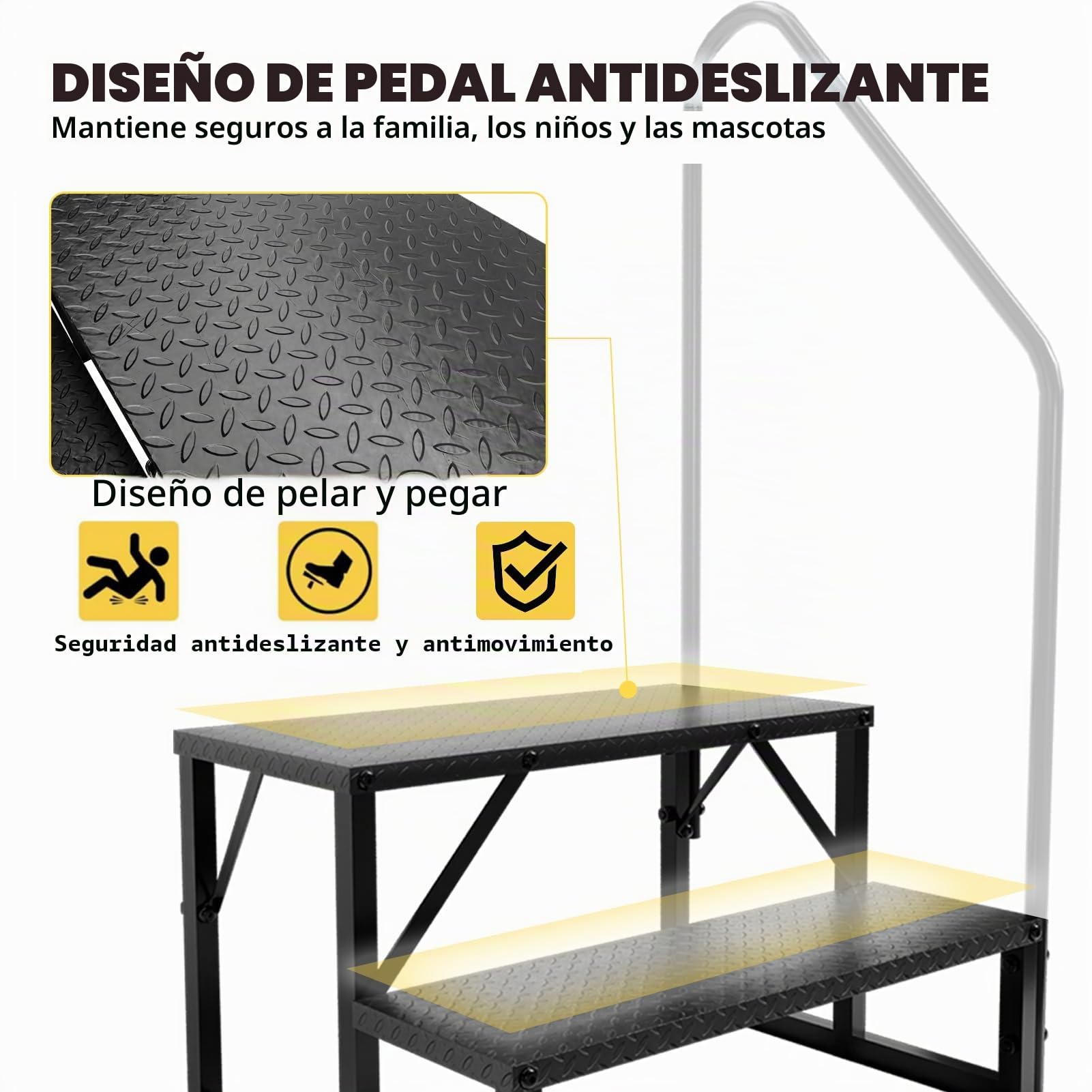 Escalón para Caravana, escalón para autocaravanas, SPA al Aire Libre, Escalera para caravanas de Viaje, autocaravanas, Jacuzzi, Porche, Piscina por Encima del Suelo (2 escalones con 1 pasamanos)