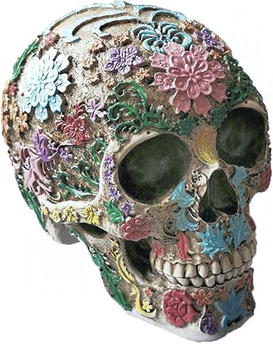 Estatuas y esculturas de cráneo artesanal de resina, esculturas de jardín, esculturas, adornos de cráneo, creativo, colorido, estatua de tallado de