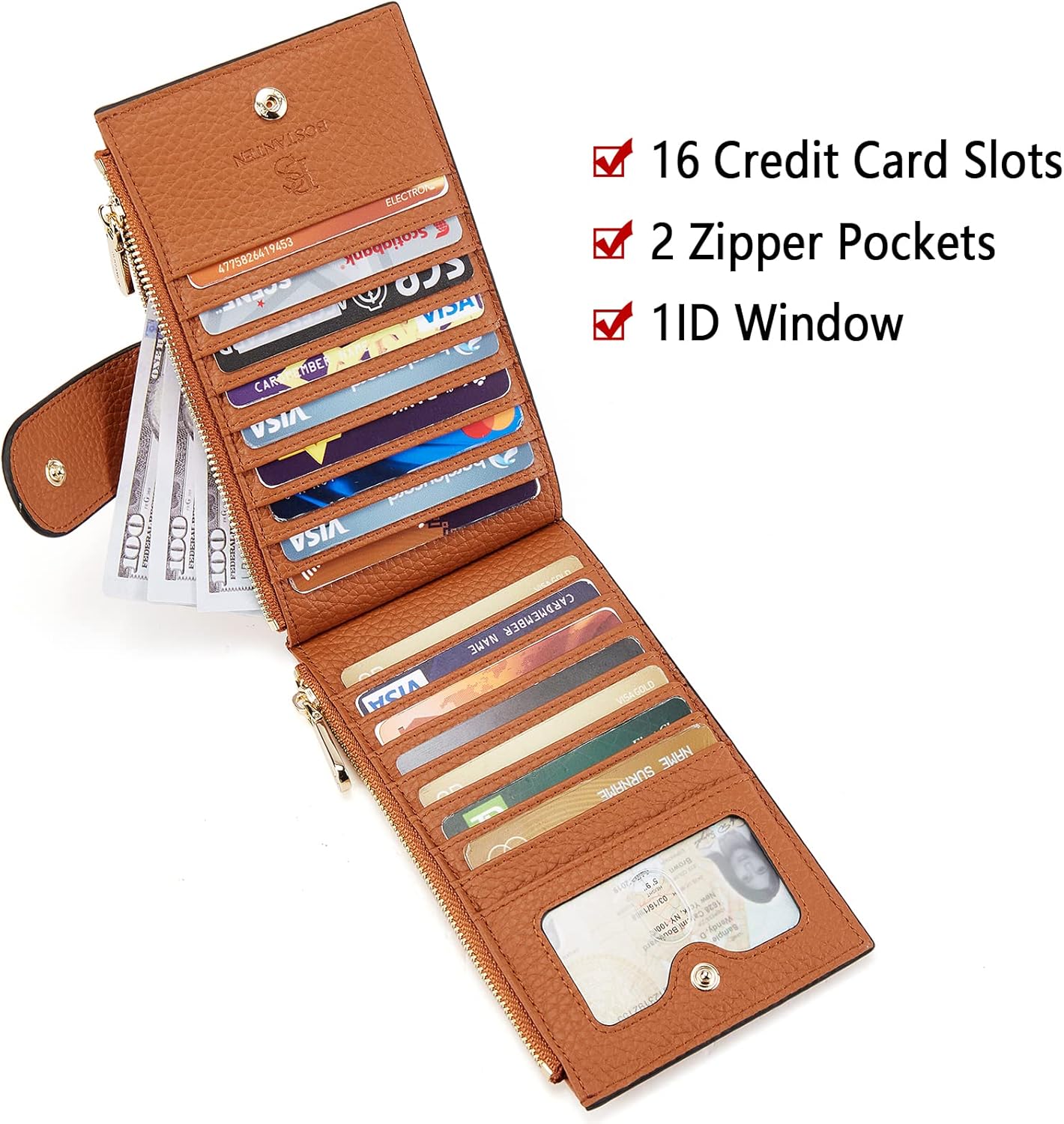 BOSTANTEN Leather Womens Wallet Large RFID Blocking Slim Card Holder image 3