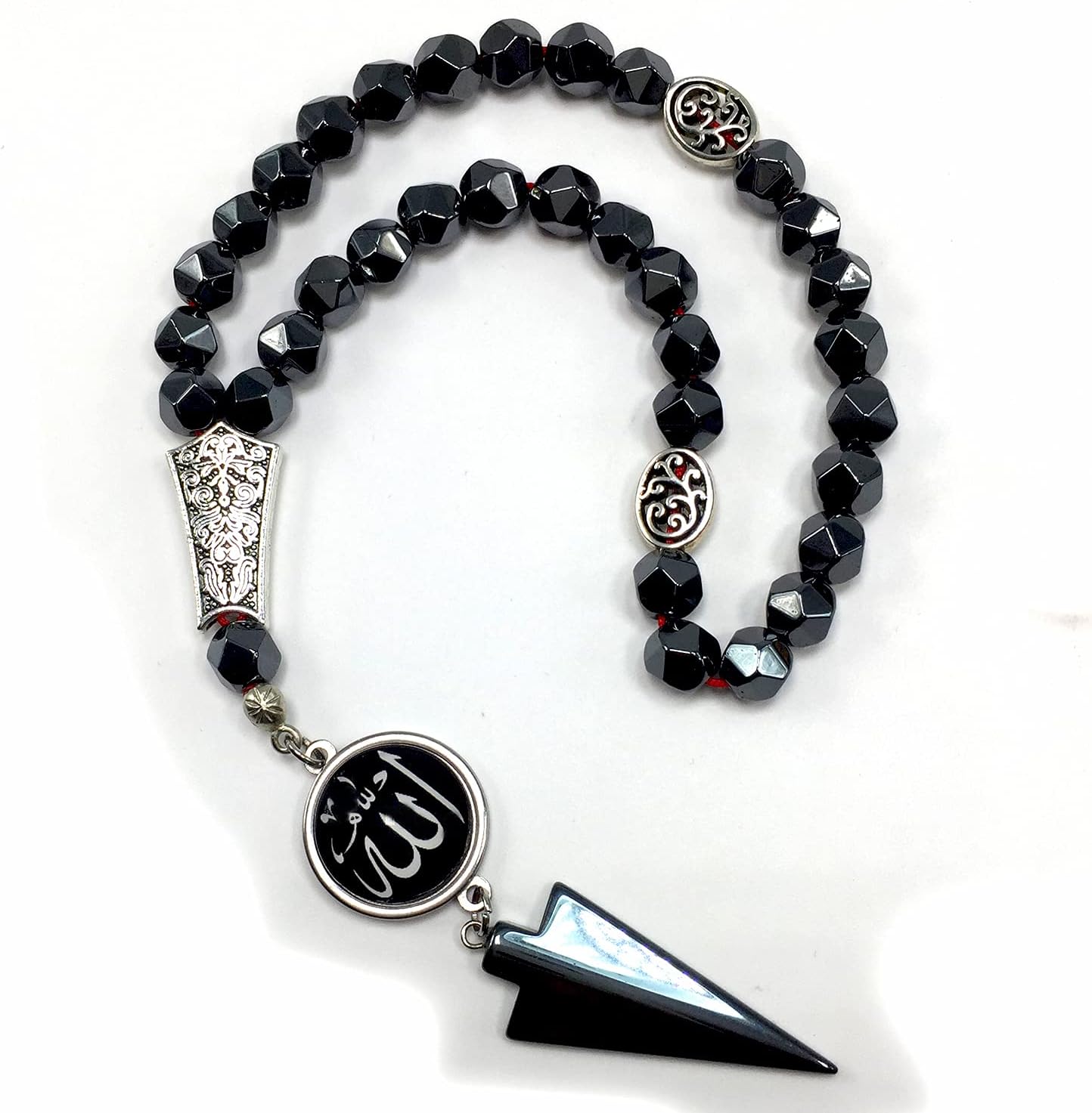 Special Allah Tassel Collection (33 Beads) Worry & Prayer Beads - Star Cut Faceted Black Hematite