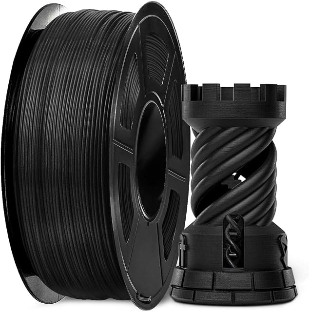 SUNLU Carbon firber Filament 1.75mm, PLA Black Filament 1.75 +/- 0.02 mm, 1kg Spool for 3D Printing