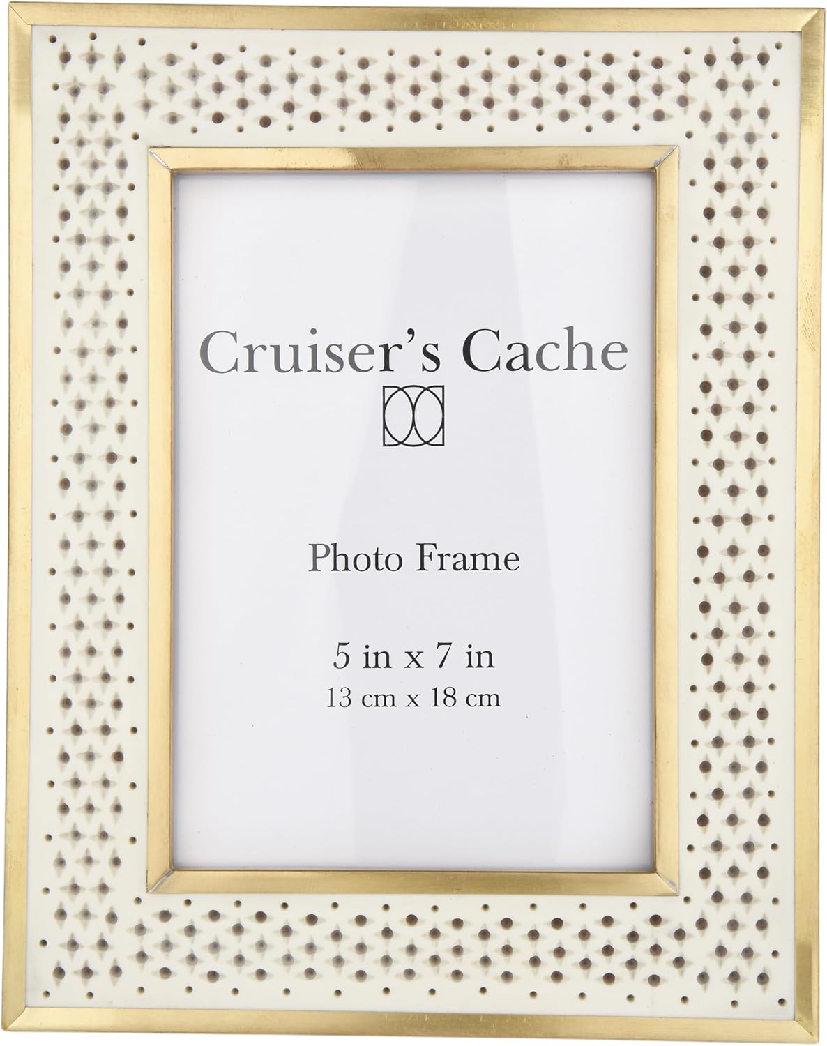Cruiser’s Caché Modern Designer Bone-Resin Photo or PIcture Frame | 5"x7" Brass Trim