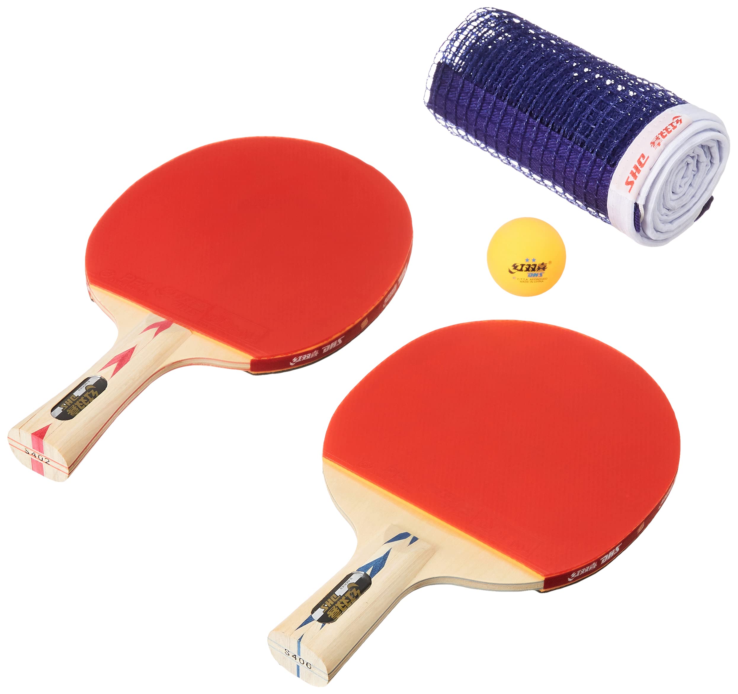 TT BAT S-S4F2 DHS with TT Ball DHS 40MM 2 Star Orange (110 Pcs Box) (Black/Blue) TT NET409