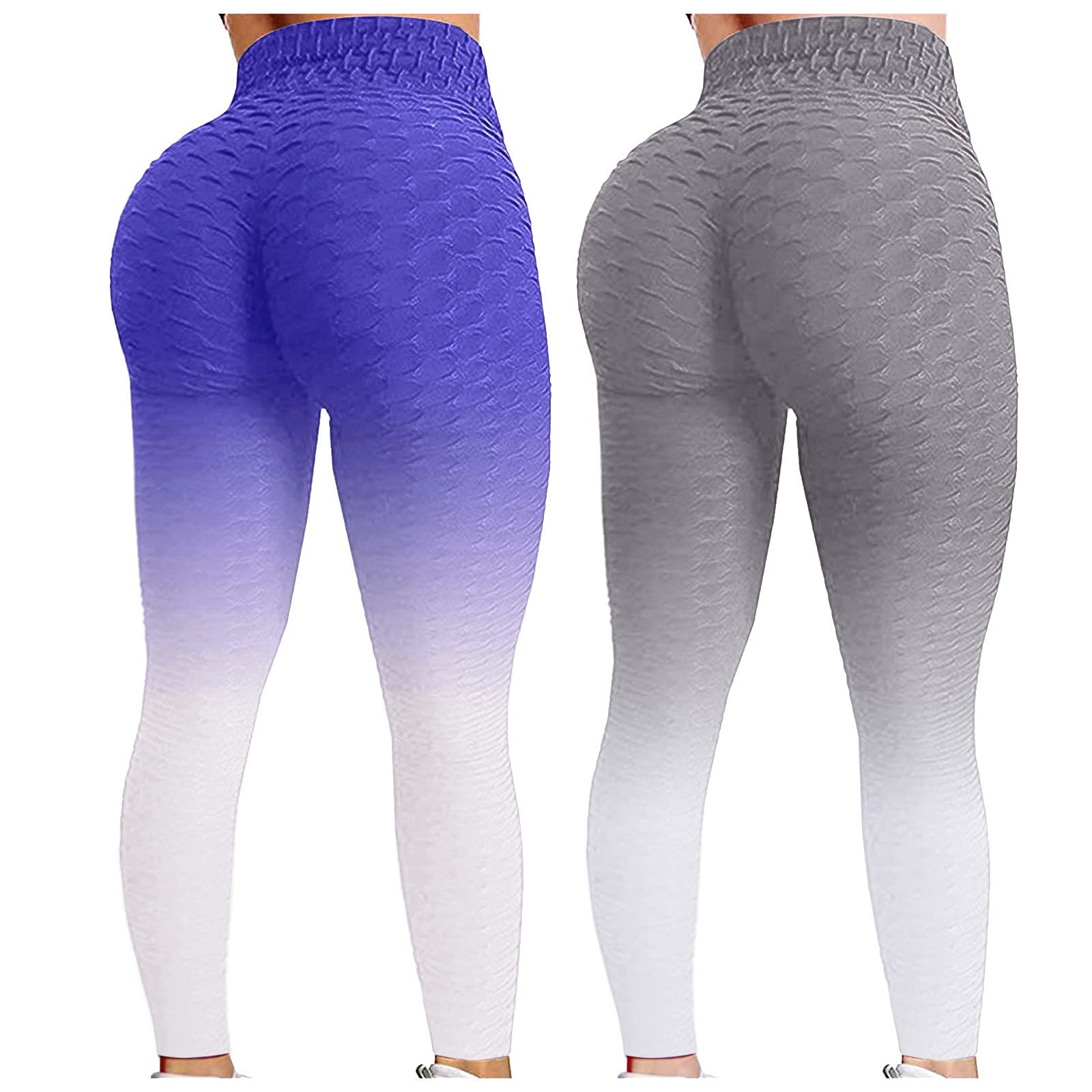 2PC Lifting Bubble Exercise Fitness Running High Yoga Women's Pants Waist Hip Yoga Pants plus Size Leather Yoga Pants