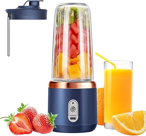 Licuadora portátil, vaso exprimidor eléctrico inalámbrico de 14 onzas, recargable por USB, fuerte potencia de corte, mezcladores de frutas, vaso