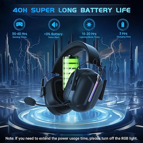 Miniatura 5 de Auriculares inalámbricos para juegos para PS5, auriculares USB de 2.4 GHz con micrófono para PS4, PC, Nintendo Switch, Mac, computadora, auriculares