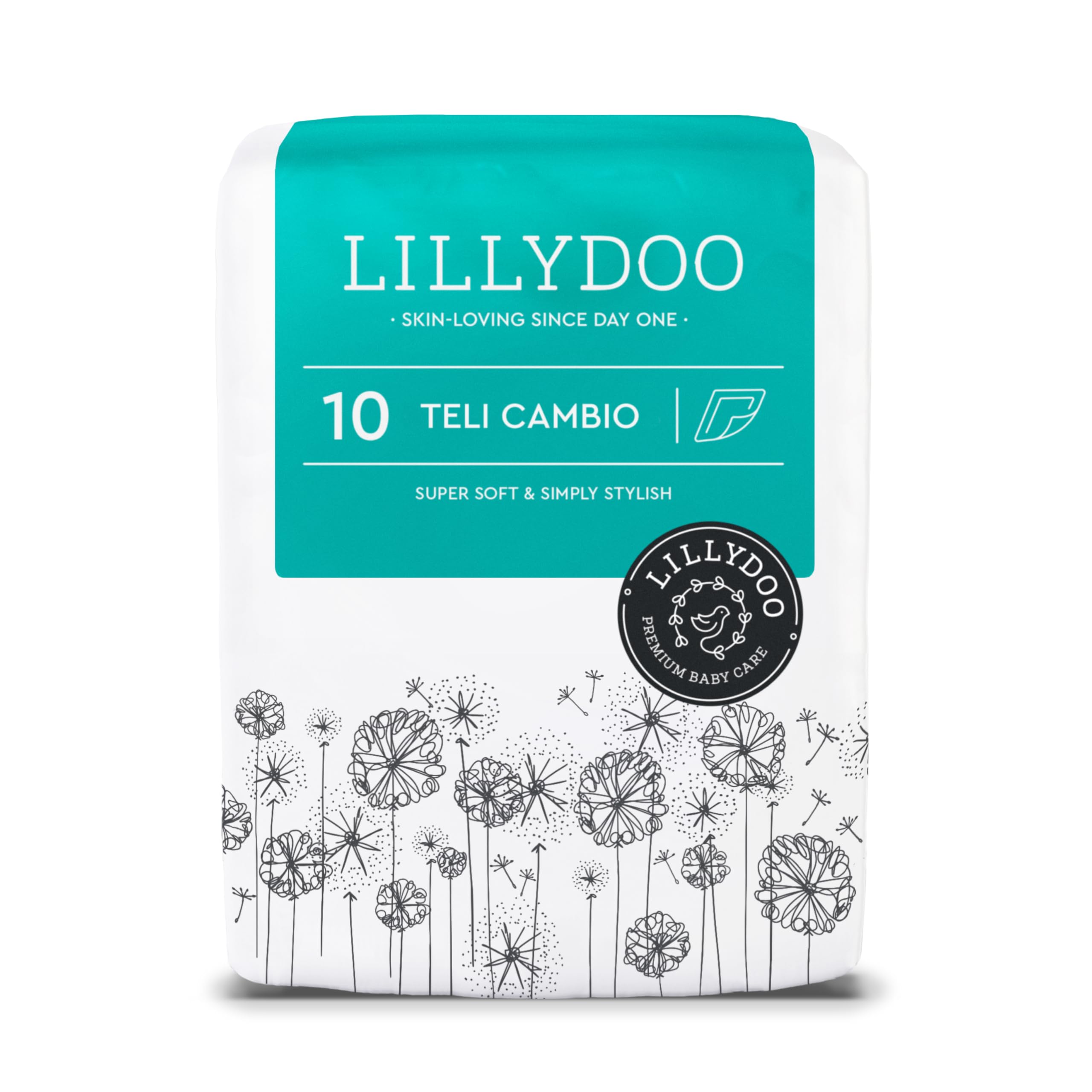 Teli cambio LILLYDOO – 60 x 60 cm, confezione da 10 pezzi, super morbidi, senza profumi e lozioni, ideali per pelli sensibili, dermatologicamente testati