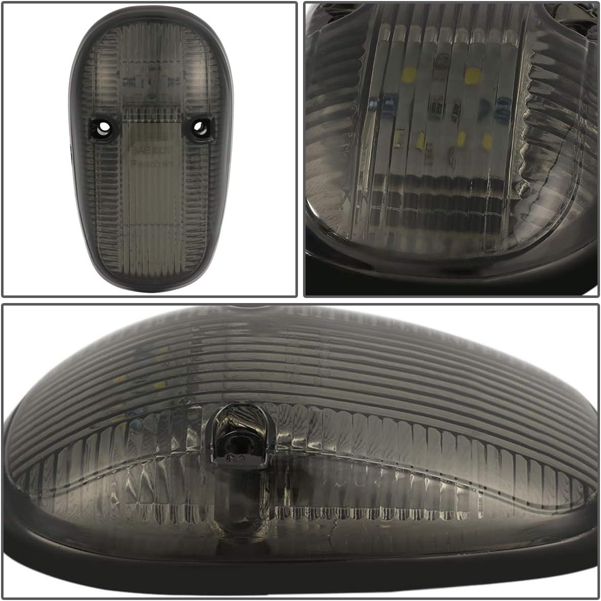 Auto Dynasty Compatible with 99-02 Dodge Ram 1500/2500 / 3500 BE 5 X LED Cab Roof Top Lights (Smoked Housing White LED)