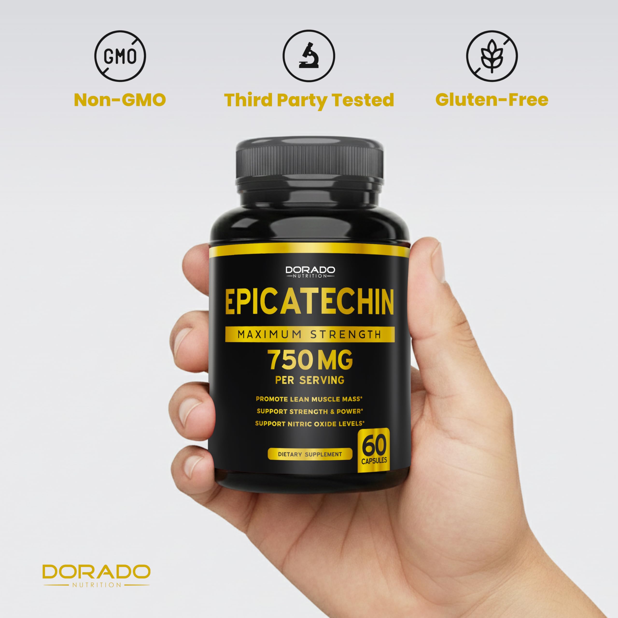 Epicatechin Extract 750mg Per Serving - (60 Capsules) - Supports Lean Muscle, Nitric Oxide, Myostatin Inhibitor, Stamina, Endurance, Pump & Gains - Non-GMO & Vegan Supplement - (60 Count) — Amazon image 7