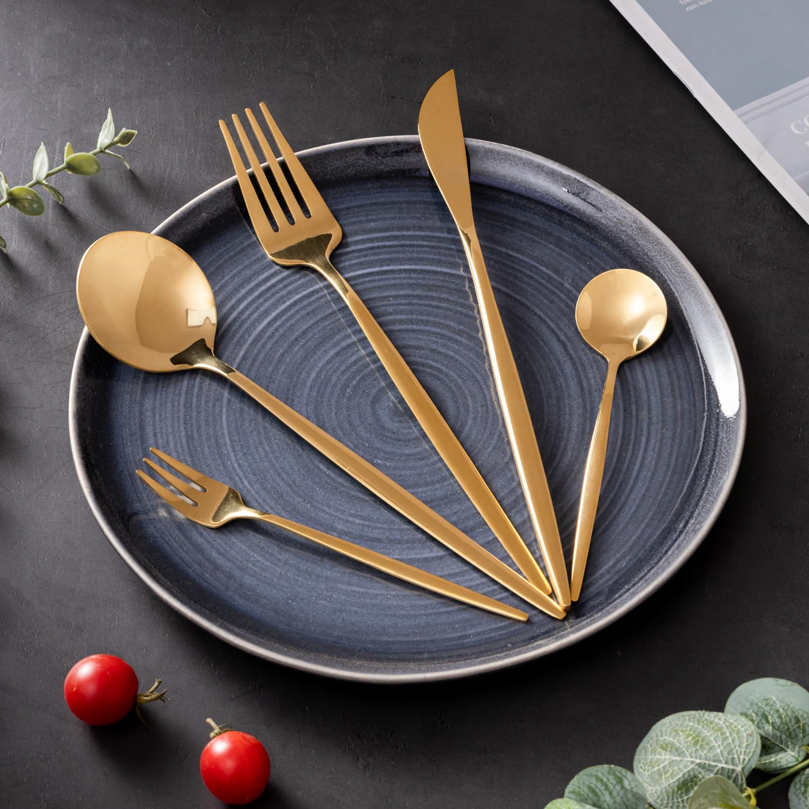 Set Posate 30 Pezzi Oro - Acciaio Inox 18/10 Per 6 Persone - Lavabile In Lavastoviglie - Foto 2