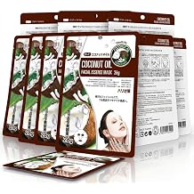 Mitomo Series MTSS00516-C-1 Miyo Natural 516 Coconut Oil Facial Essence Mask, Anti-Scalp Coconut Oil 10 Pieces