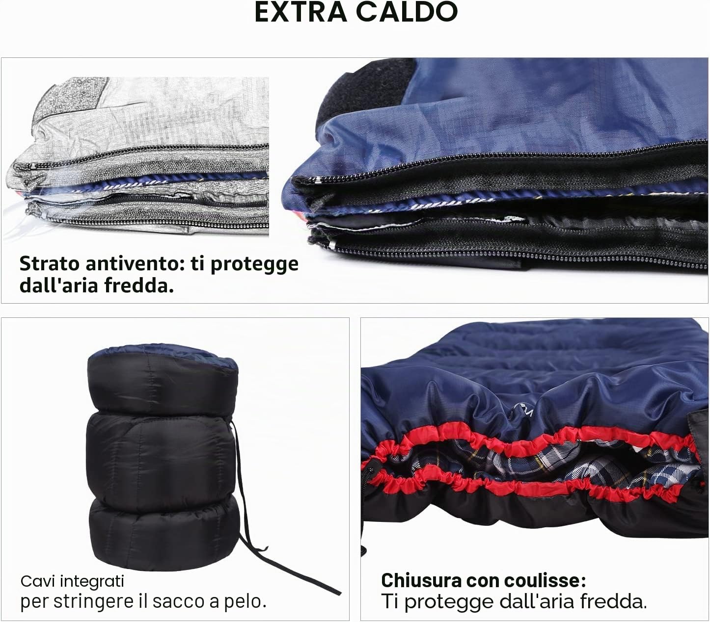 REDCAMP Sacco a pelo XL in cotone, caldo, per adulti, in flanella, 3-4 stagioni | Sacco a pelo con imbottitura da 1000 g, per inverno, freddo, pesca, campeggio, morbido, comodo, compatto, leggero, blu