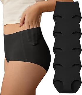 Seamless High Waisted Underwear for Women No Show Full Coverage Panties Nuage Microfiber Briefs Pack