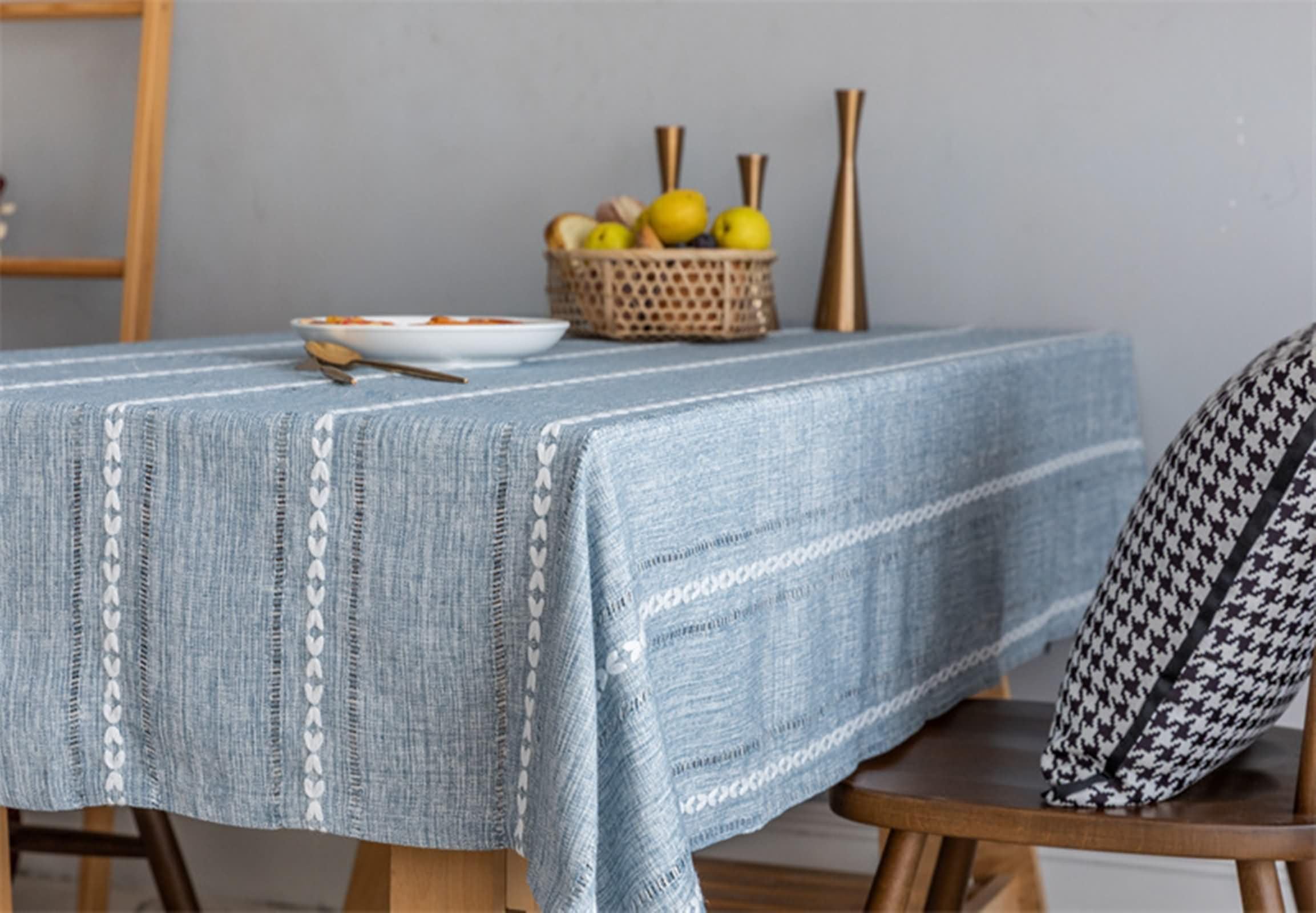 Mantel Rectangular Gris Antimanchas Exterior, Color Sólido con Rayas, de Poliéster Fácil de Limpiar, 135 x 300 cm, Mantel para Restaurante