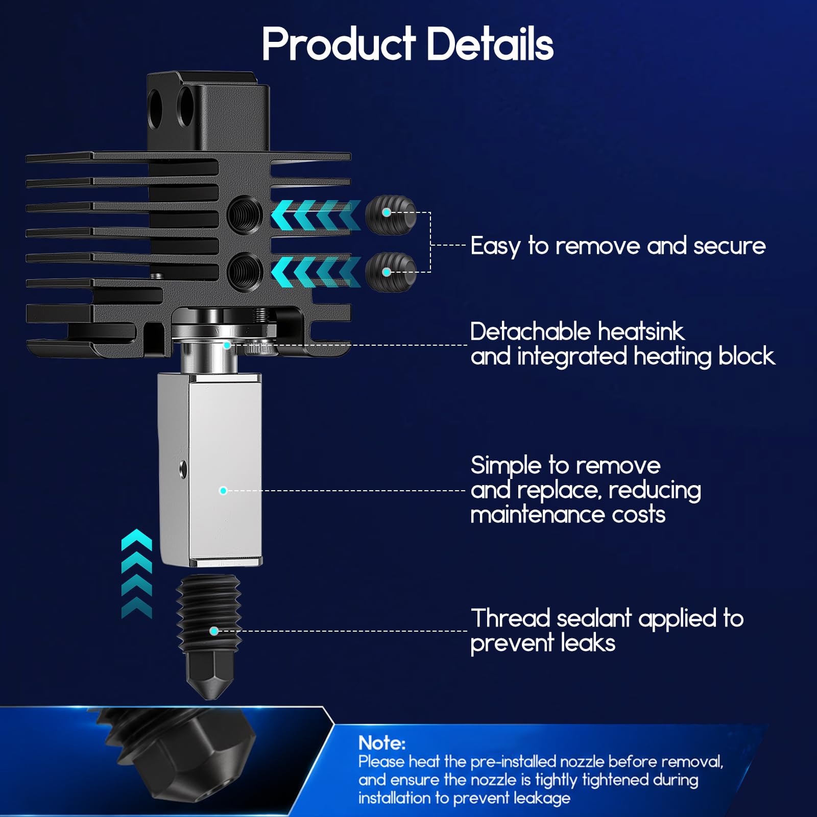 Hotend per Bambu Lab P1S P1P, 40 ugelli intercambiabili SKD11 per stampante 3D, estrusore Bambulab, in acciaio temprato, 300 °C, anti-intasamento, per appassionati di stampa 3D