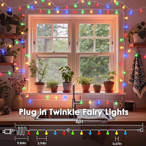 Miniatura 4 de LORRYTE Luces de Navidad conectables de 100 luces LED para exteriores e interiores, tira de luces multicolor de 43 pies con control remoto, 8 modos