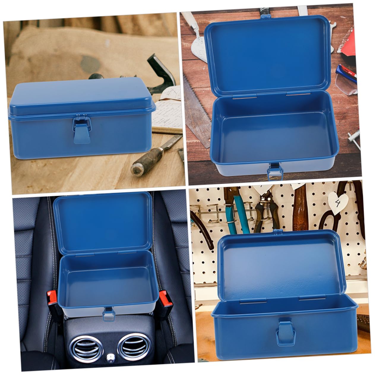 GALPADA Cassetta Affidabile Vintage Blu in Ferro e Attrezzi Stile Protezione Trasporto Facile, per Riparazioni su Strada e Cantiere