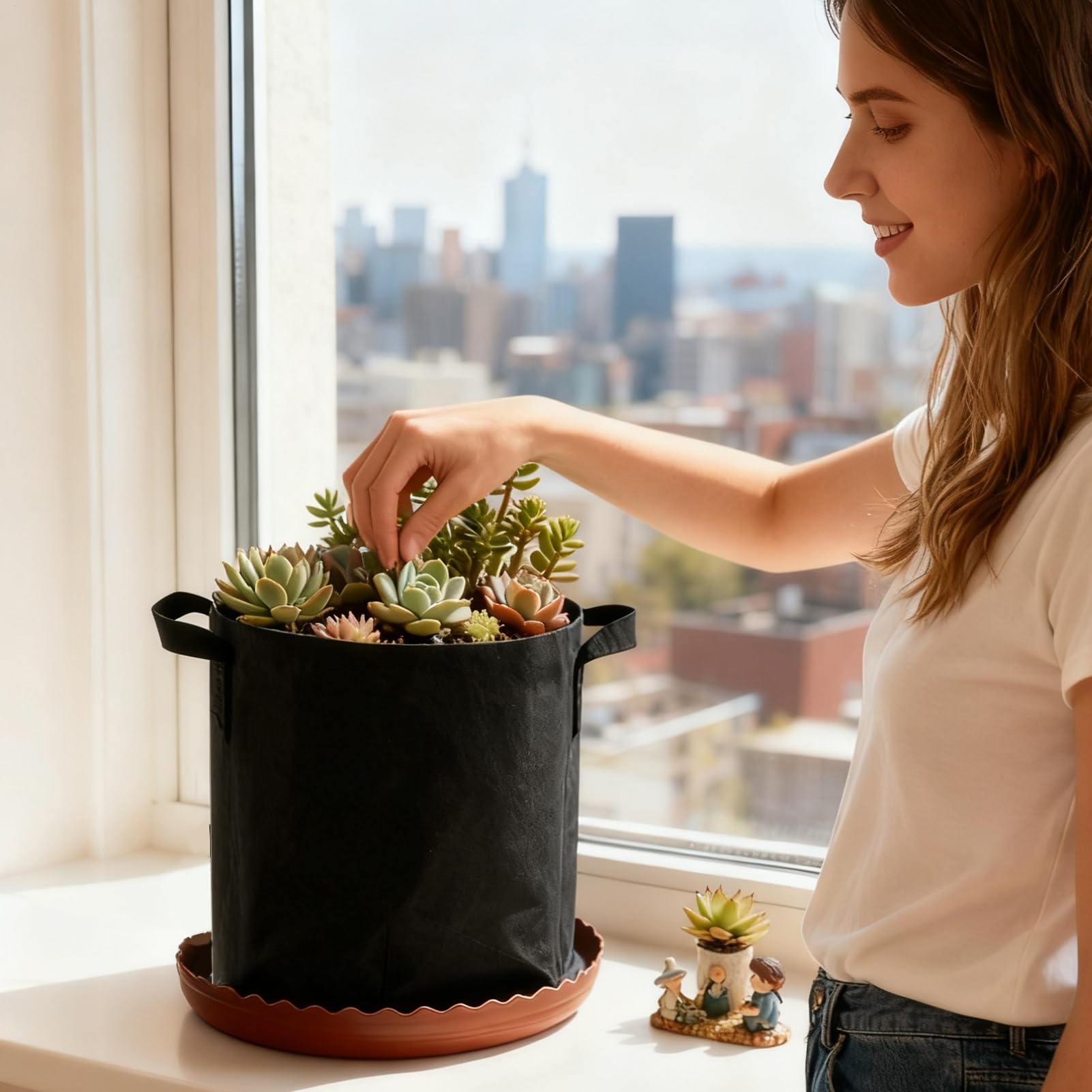 da coltivazione – Secchio da 5 galloni con manici – Vassoio di irrigazione automatico da 12,6 pollici con corda assorbente | per funghi, fiori, patate, pomodori, frutteti