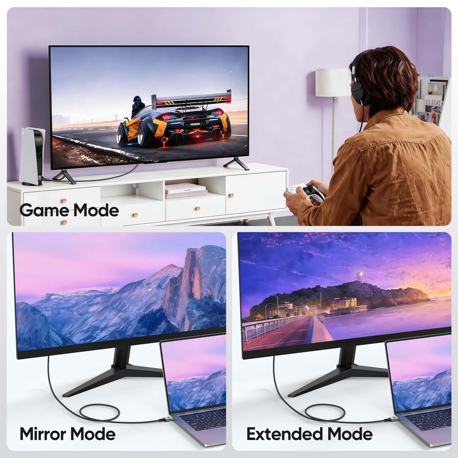 Cable HDMI 2.1 de 8 pies, paquete de 5, cable HDMI blindado de alta