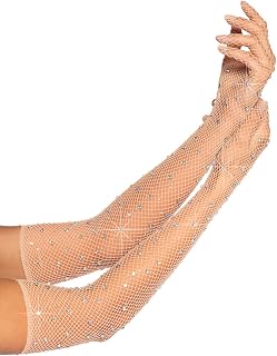 Women's Rhinestone Fishnet Long Gloves Costume Accessories