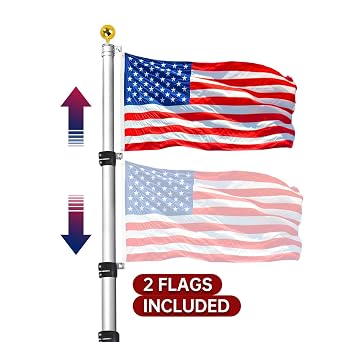 25FT Telescopic Flag Pole Kit Silver