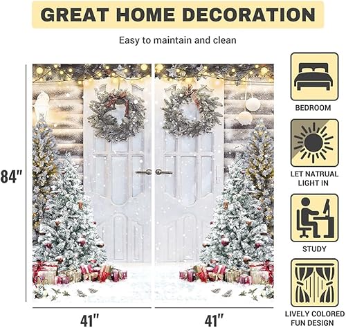 Miniatura 4 de Cortina de ventana de tienda de Navidad para dormitorio, copo de nieve de invierno, diseño de árboles de Navidad, regalo de guardería, cortina de