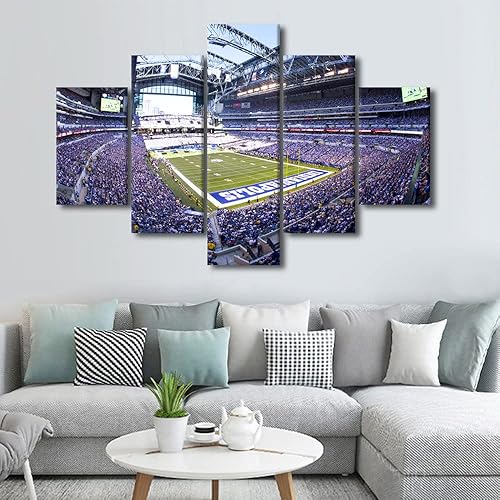 Vista 127 de Cuadros de estadios deportivos de fútbol americano de Minnesota, cuadros de vikingos, 5 paneles, lienzo para pared, arte de pared del estadio