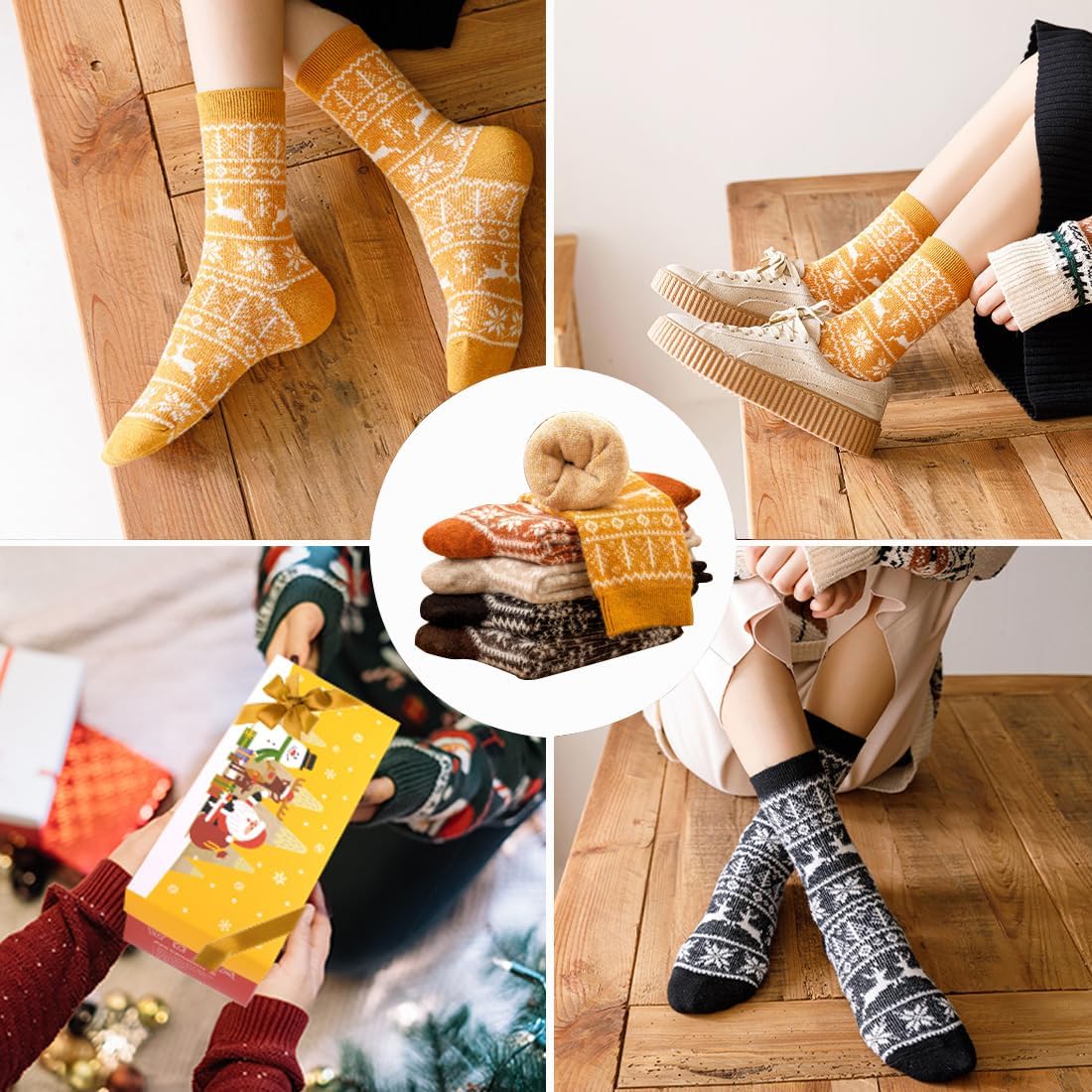 ICEIVY 5 Pair Fuzzy Cozy Socks for Women - Warm Comfy Soft Casual Home Sleep Winter Wool Socks - Gifts for Women - Image 2