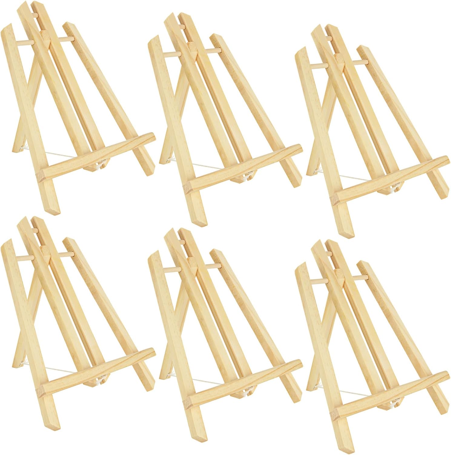 LOLYSIC 6 Pcs Wooden Easels Stands for Display, 30cm 12inch Tabletop Easel Stand for Painting, A