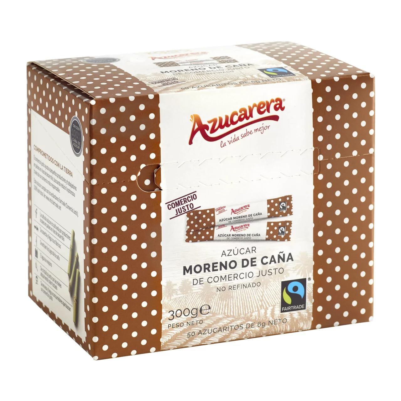 Brauner Zucker 50 Zuckersticks Fairtrade spanische 300 g. 3er Pack