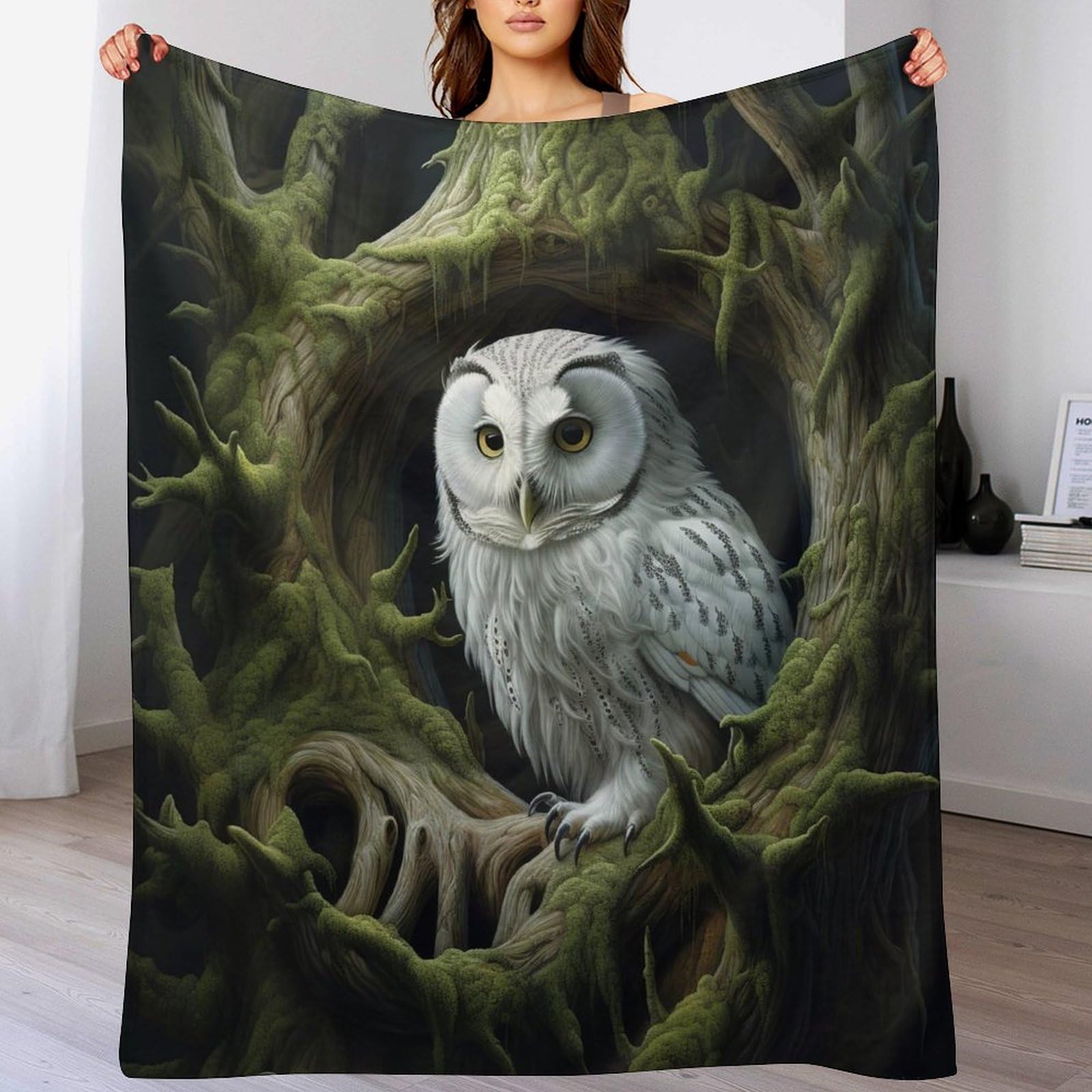 Couverture flanelle hibou plaid douillet pour des soirées télé chaleureuses