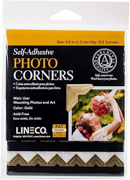 Lineco 533-0028PS Gold .5" Self-Adhesive Photo Corners 252/Pkg