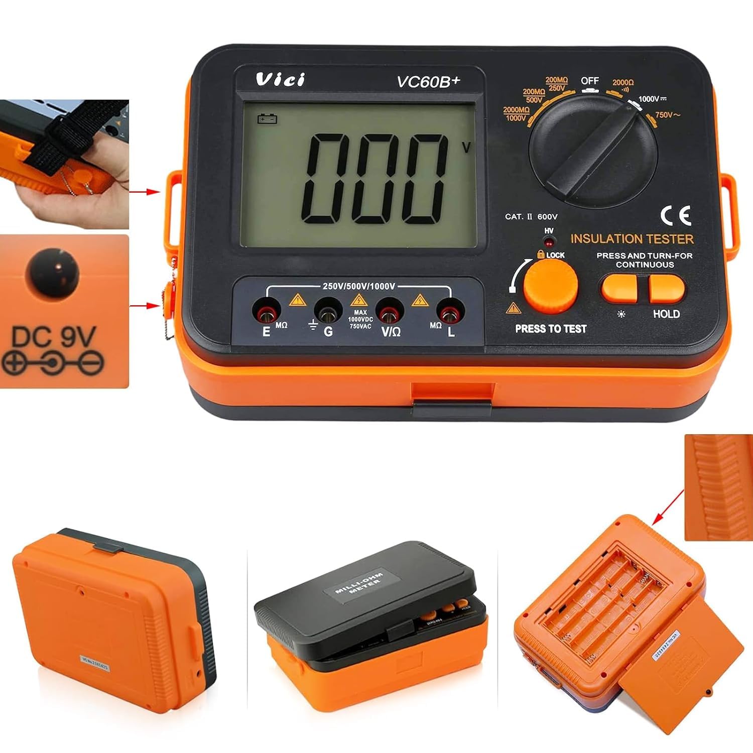 VC60B+ Digital Insulation Resistance Tester Megohm Meter — Amazon image 5