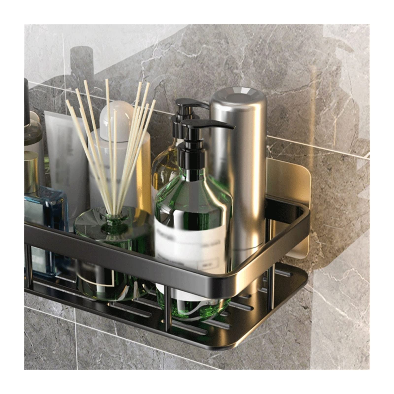 Ripiano per doccia Rack di stoccaggio Lavabo for WC semplice a tre strati Organizer(Nero)