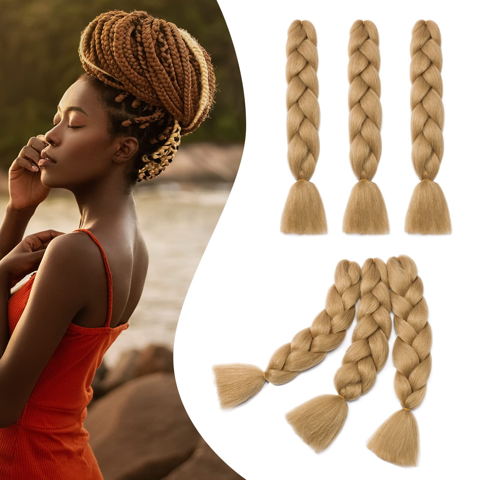60cm Extensiones de Pelo Trenzas Africanas Castaño Oscuro Extensiones para Trenzas Africanas 1 pcs 100g Kanekalon Pelo para Trenzas Africanas Sintetico Extensiones de Trenzado Cabello Braiding — view 183