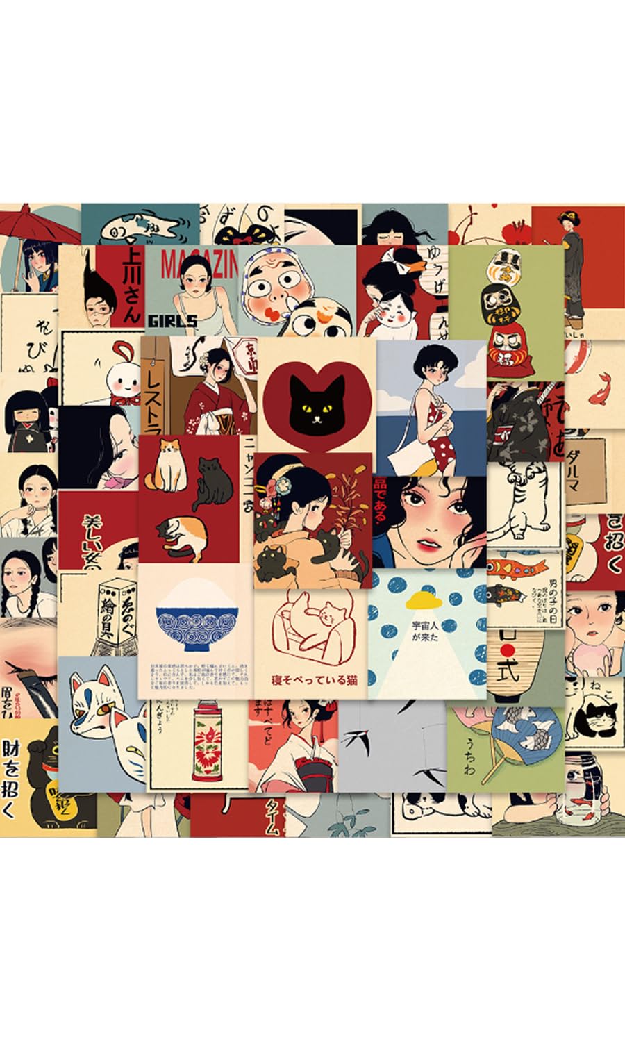 Amazon.co.jp: TK.tech レトロ風ステッカー50枚入り シール スマホ裏