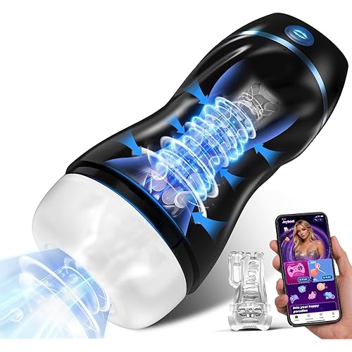 AI Interactive Sucking Male Masturbators - 7 Vibration & Suction Hands Free Pocket Pussy Male Stroker with 3D Realistic Textured, Blowjob Toy Penis Pump Adult Male Sex Toys for Men Erotic Massage Kits