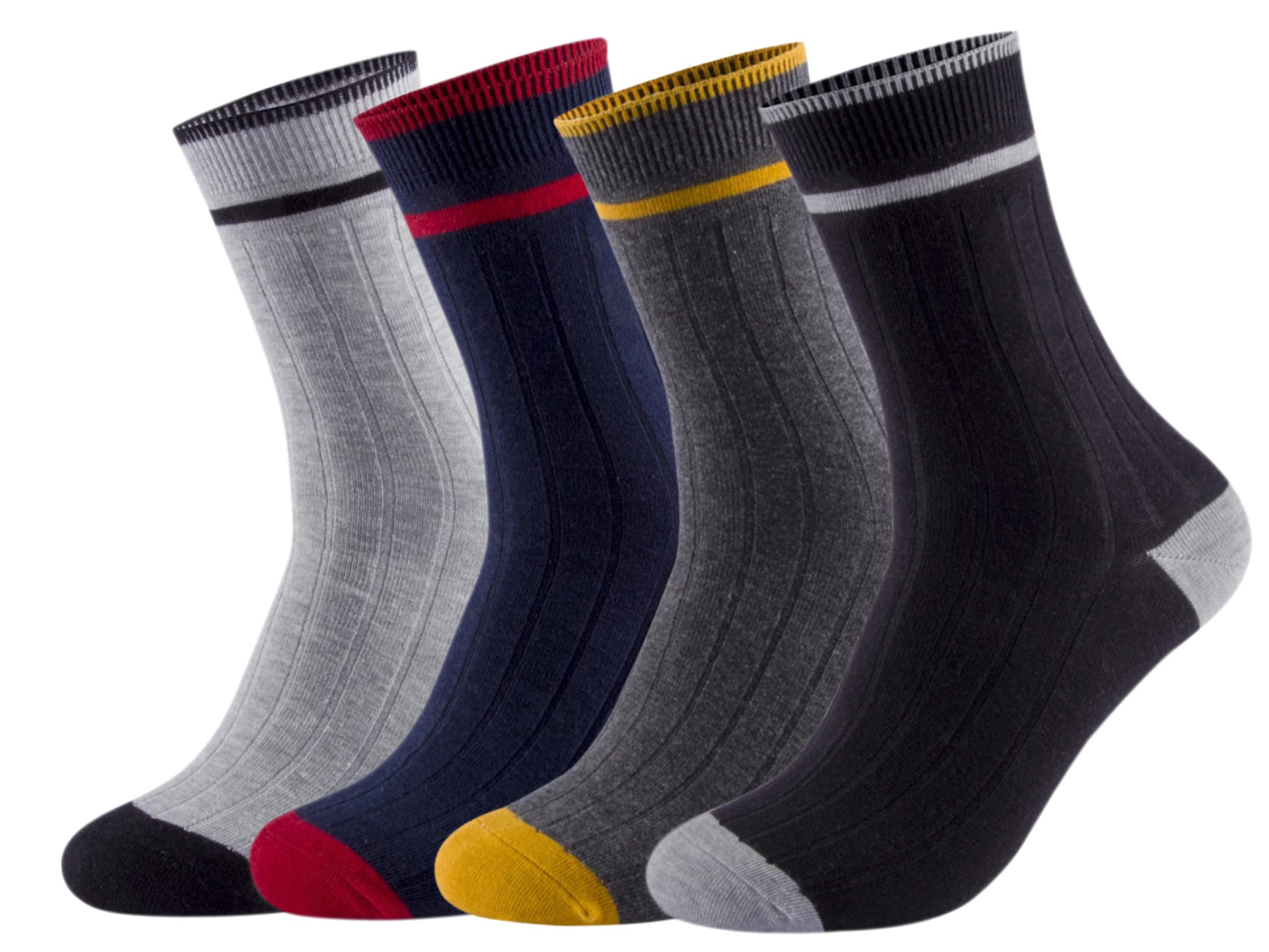 Men's Mid Calf Crew Combed Full Length Cotton Formal Socks - Ideal for Home, Office wear