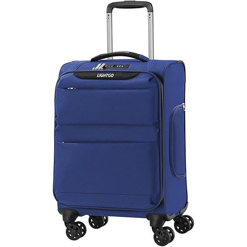 LIGHTGO 20-Inch Lightweight Softshell Carry-On Luggage with 360° Silent Spinner Wheels, TSA Lock, Water-Resistant & Scratch-Resistant Fabric, Smart Storage Compartments (Navy blue, 20inch)