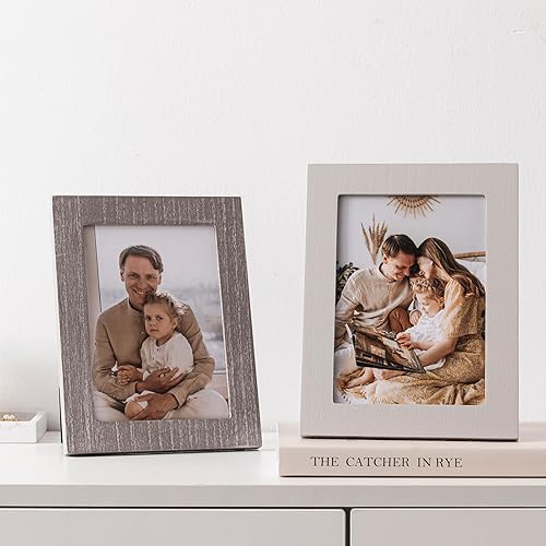 Miniatura 6 de eletecpro Juego de 4 marcos de fotos de 5 x 7 pulgadas, diseños de madera, decoración de pared, marcos de mesa y pared, marcos verticales y
