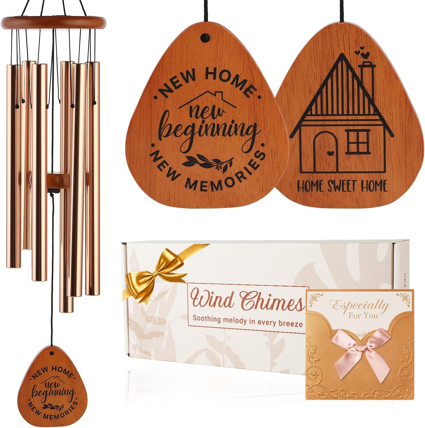 Gifts for Best Friend Women Men, 32" Friendship Wind Chimes with Gift Box & Card, Sentimental BFF Birthday Gift for Friends, Graduation Farewell Moving Away Present, Outdoor & Indoor Home Decor