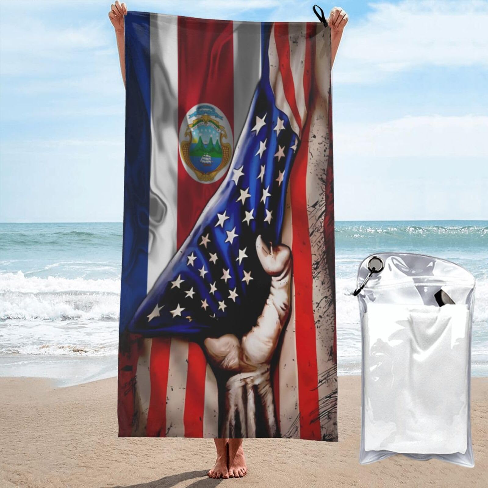 Serviette de sauna à séchage rapide légère drapeau USA Costa Rica